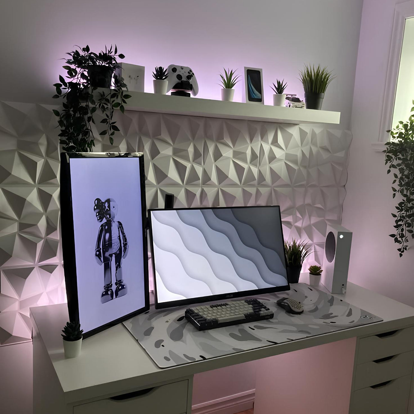 Gaming Duvar Paneli 4 Adet 50x50cm Toplam 1m² Beyaz/Siyah