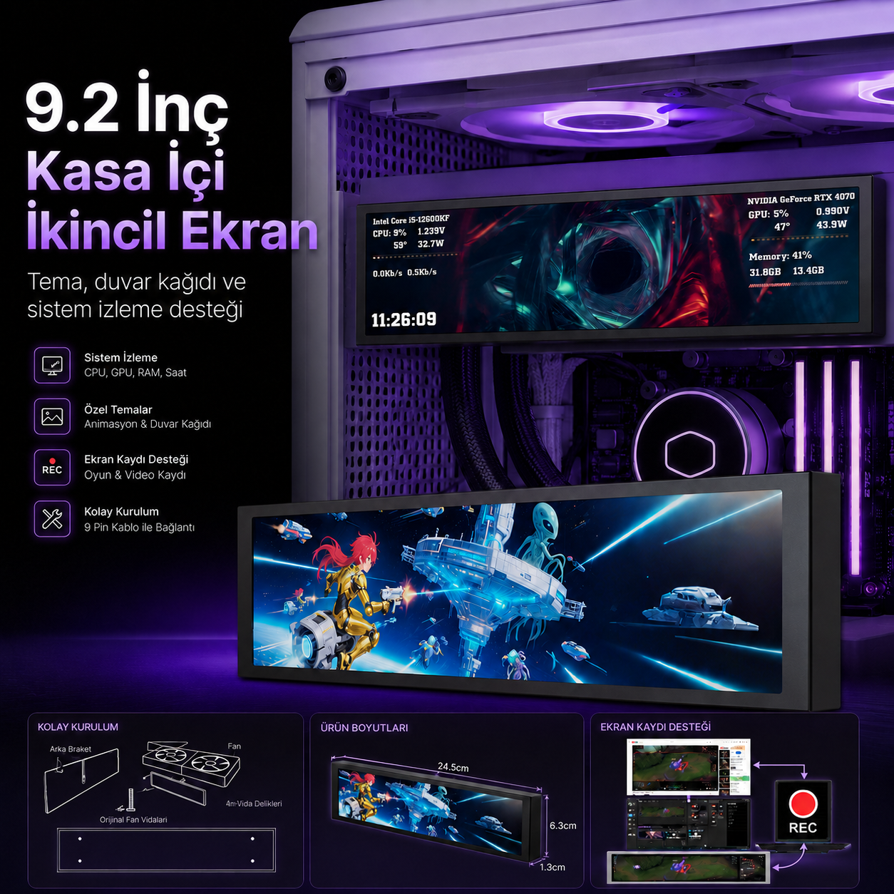 9.2 İnç Kasa İçi IPS Ekran