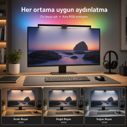 RGB Çift Yönlü Monitör Işık Çubuğu 40cm