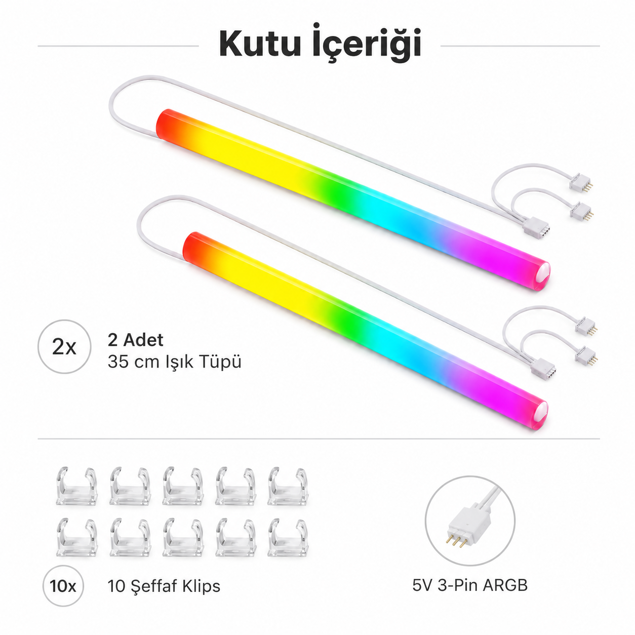 ARGB Sıvı Soğutma Hortum Kılıfı – 5V 3 Pin 2 Adet