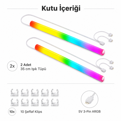 ARGB Sıvı Soğutma Hortum Kılıfı – 5V 3 Pin 2 Adet
