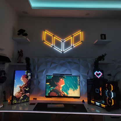 ARGB LED Duvar Işık Çubuğu – turuncu ve beyaz ışıklı oyuncu setup