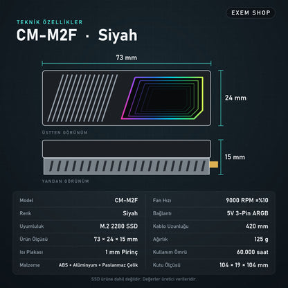 Fanlı ARGB SSD Soğutucu