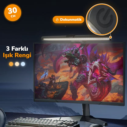 Dokunmatik Monitör Işık Çubuğu 30 CM – 3 Işık Modlu USB Ekran Lambası