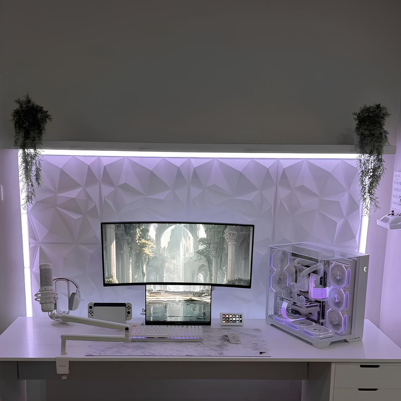 Gaming Duvar Paneli 4 Adet 50x50cm Toplam 1m² Beyaz/Siyah