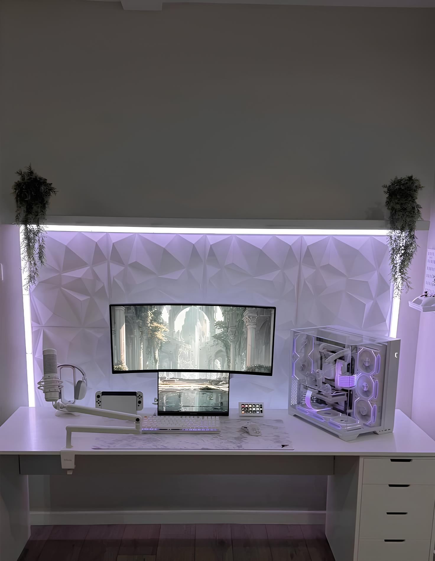 Gaming Duvar Paneli 4 Adet 50x50cm Toplam 1m² Beyaz/Siyah