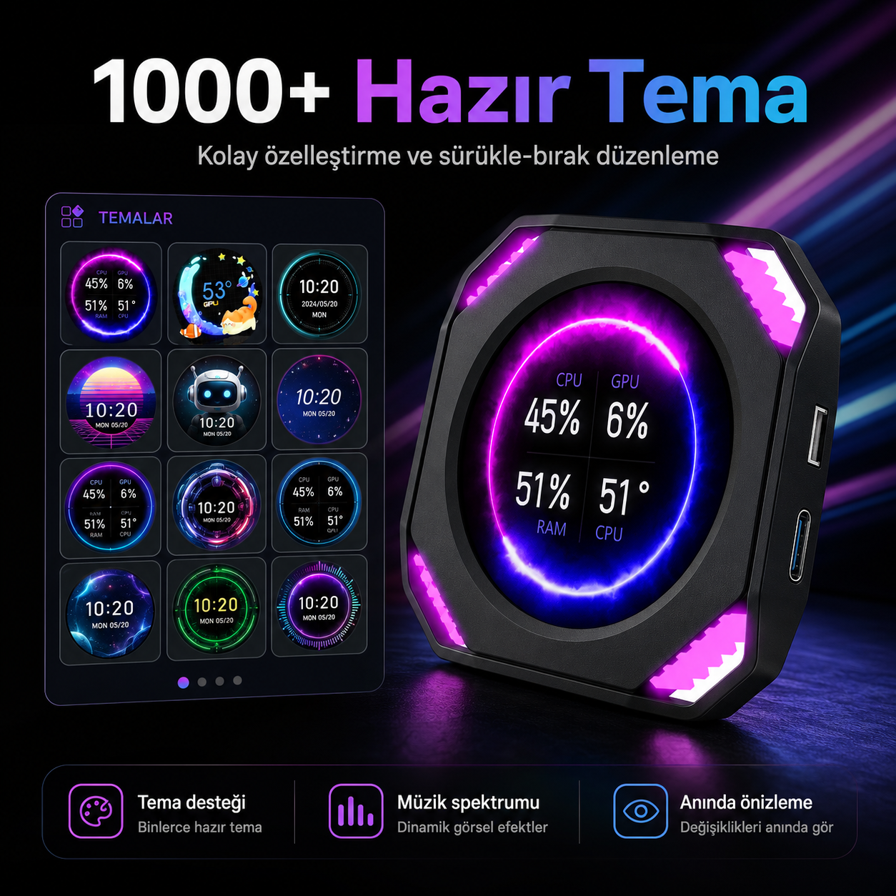 2.1 İnç Kasaiçi Ekran